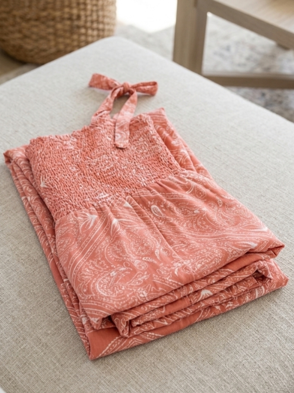 Jessica Simpson Coral Paisley Smocked Wide-Leg Jumpsuit - Picture 2 of 2